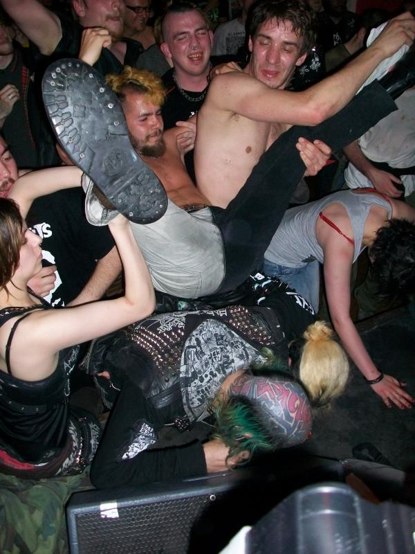 Stagediver lands on the crowd at Oi Polloi gig at the Boston Arms, Tufnell Park, London 2011 Stagediver lands on the crowd at Oi Polloi gig at the Boston Arms, Tufnell Park, London 2011
