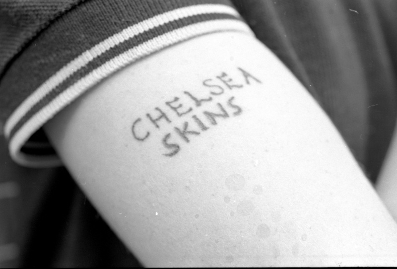 'Chelsea Skins' Skinhead tattoo, World's End, London, 80s, ST#448