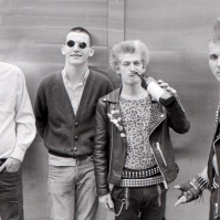 Mix of Skins and Punks, Kind's Rd, London, 80s ST#379