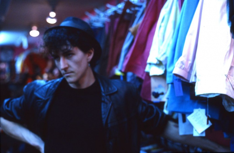 Shop assistant in Punkish shop, NYC, 1981 ST#186