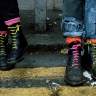 Punks with customized Doc Martens Boots, King's Rd ST#08