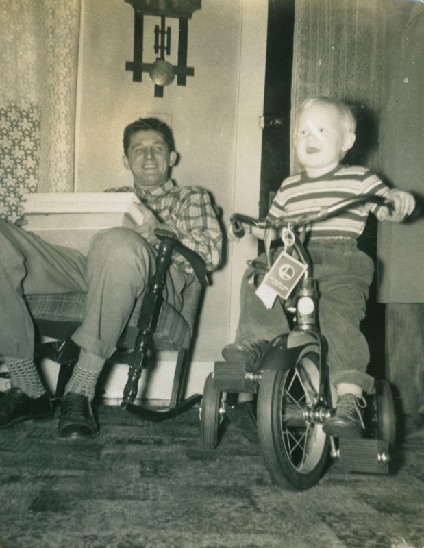 Charles and Ted Polhemus, Christmas, 1949? - TP#67b