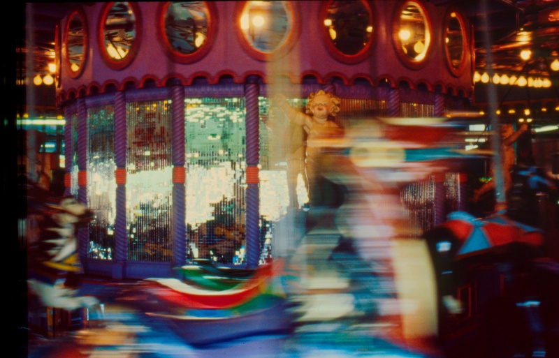 Traditional carousel in Asbury Park Casino (the building opposite Palace Amusements where one of the dream sequences in an episode of The Sopranos was filmed), Asbury Park, New Jersey, USA, this photo, early 1980s  [photo © Ted Polhemus]