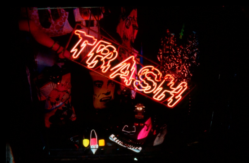 sign and shop window of Punk / Alternative / New Wave clothing shop Trash & Vaudeville, St Mark's Place, New York City, USA, 1981 [photo © Ted Polhemus]