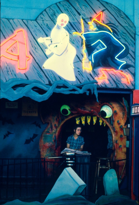 Ghost Ride in Asbury Park Casino (the building opposite Palace Amusements which also housed a traditionally crafted Carousel and where one of the dream sequences in an episode of The Sopranos was filmed), Asbury Park, New Jersey, USA, this photo, early 1980s [photo © Ted Polhemus]