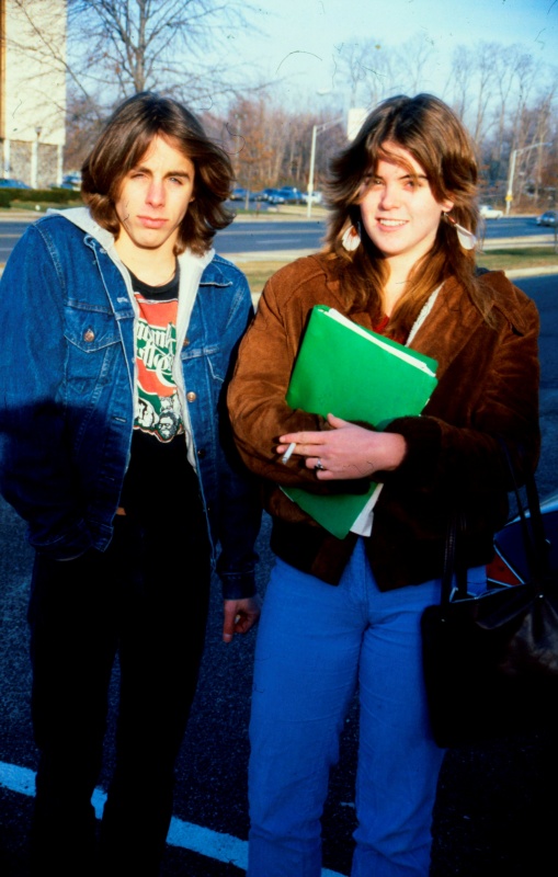 students outside Neptune High School, Neptune, New Jersey, United States, early 80s [photo © Ted Polhemus]