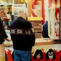 Two gentlemen playing the KISS pinball machine (by Bally Manufacturing Co.) in Palace Amusements', Asbury Park, New Jersey, USA, early 1980s [photo © Ted Polhemus]