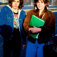 students outside Neptune High School, Neptune, New Jersey, United States, early 80s [photo © Ted Polhemus]