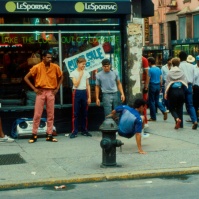 B-Boys busking in downtown Manhattan, New York, USA, 1980-81 [photo © Ted Polhemus]